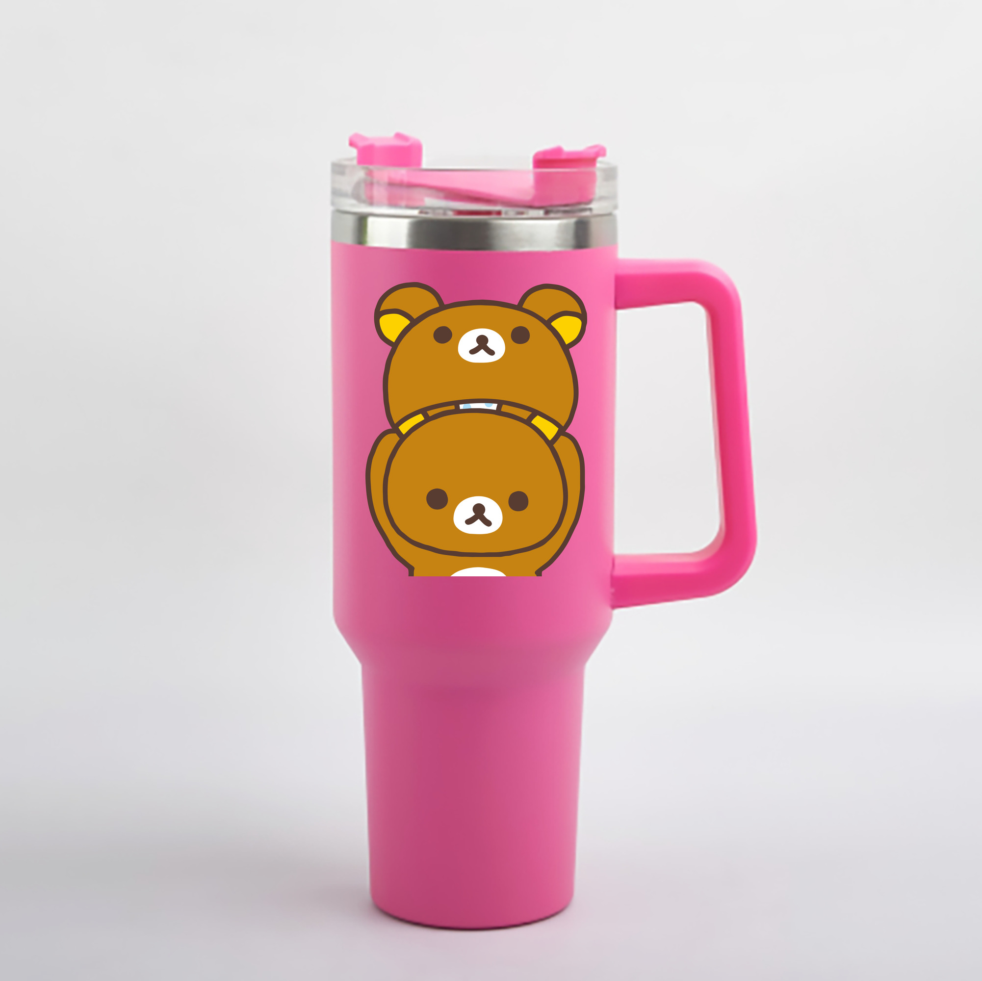 （画像用） リラックマ リラックマ キイロイトリ Rilakkuma Korilakkuma Kiiroitori 1200mL車用タンブラー - クリスタルステッカー（プラスチックストロー付き）